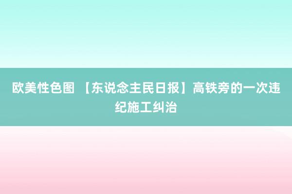 欧美性色图 【东说念主民日报】高铁旁的一次违纪施工纠治