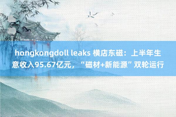 hongkongdoll leaks 横店东磁：上半年生意收入95.67亿元，“磁材+新能源”双轮运行