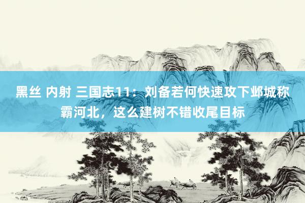 黑丝 内射 三国志11：刘备若何快速攻下邺城称霸河北，这么建树不错收尾目标